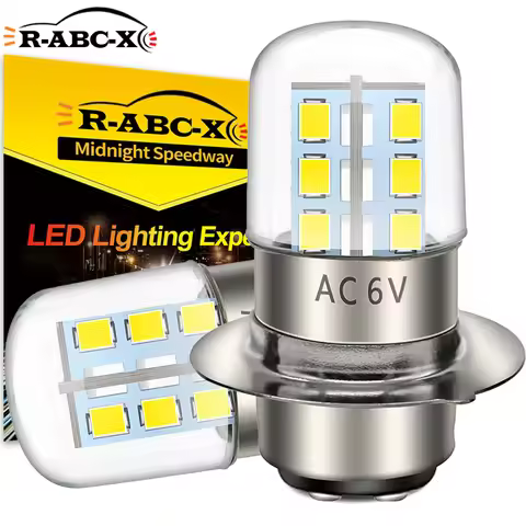 H6M P15D-1 LED Motorcycle Headlight Bulb AC 6V 2835 28 Chips 6000K White Non-Polarity Scooter Motorb