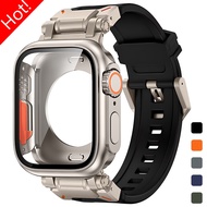 Silicone strap+protective case compatible for Apple Watch Ultra2 49mm 44mm 45mm IWatch series 9 8 7 6 SE 5 4