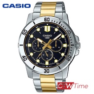 Casio นาฬิกาข้อมือผู้ชาย สแตนเลส รุ่น MTP-VD300SG-1EUDF (สองกษัตริย์ / หน้าปัดดำ)