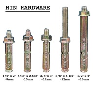 HIN Sleeve PJ Anchor Wall Expansion Bolt Iron Plug 1/4"x 2", 5/16"x 2-5/16, 3/8"x 3", 3/8"x 4-1/2", 