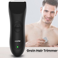Groin Hair Trimmer เครื่องตัดแต่งขนกันน้ำสำหรับผู้ชาย Pubic Hair Trimmer ลดความเสี่ยงของ Nicks และตัดไฟฟ้าเครื่องโกนหนวดไฟฟ้าบอลเก็บเสียงเปียกและแห้ง Clipper Body Groomer