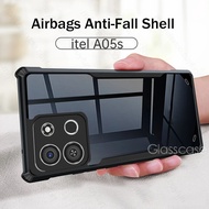 Casing For itel A05s A05 s itelA05s A663LC 2023 Acrylic Clear Phone Case Shockproof Airbag Cases Len