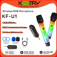 Koorfly Kf-U1 UHF Wireless Microphone Rgb Effects 50 Receiving Range For Home KTV Record Studio Sing