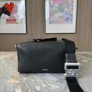 Dior 新款Lingot圓筒包 黑銀荔枝牛反走白線 斜背包