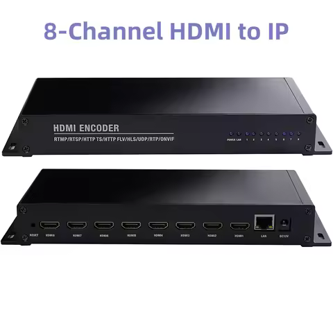 8-channel HDMI Encoder HDMI to IP, H265 HEVC H264 Network IPTV CATV Encoder Streaming Media Web Push