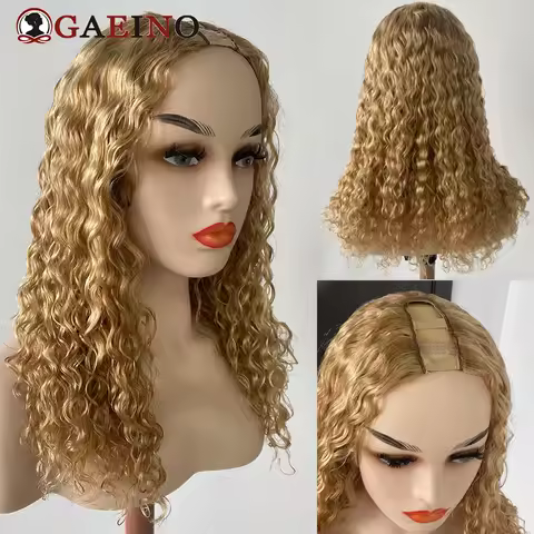 180 Density Water Wave U Part Hair Wigs P27-613# Real Human Hair No Leave Out U Part Wigs For Women 