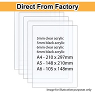 Acrylic sheet / 5mm or 6mm clear acrylic / 5mm or 6mm black acrylic (A4 / A5 / A6)