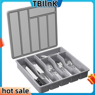 Silverware Organizer with LidCovered Utensil Tray for Kitchen Drawer and Countertop Plastic Cutlery 