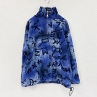 90年代二手McINTOSH SEYMOUR半拉鍊抓絨套頭衫，復古款，全印花，藍色，M碼