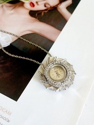 vintage jewelry JOHN ALDEN 古董放射炫銀機械錶 項鍊