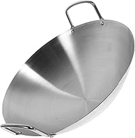 ABOOFAN Stainless Steel Wok Kitchen Supply Induction Cooktop Commercial Griddle Classic Wok Steel Wok Pan Iron Wok Pan Baking Pan Cooking Pot with Double Handle Cook Pot Chinese Style Work
