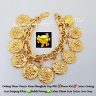 🔥Gelang Dinar Penuh Emas Bangkok Cop 916 persis orilebar gelang 1cm panjang 19cm (boleh potong) Leba