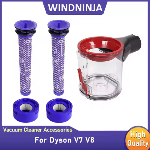 Suit Compatible For Dyson V7 V8 Handheld Vacuum Cleaner Cyclone Dust Bucket Pre-Filter and Post-Filt