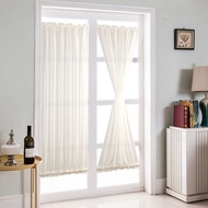 u2y7 Curtain finished rod door curtain high precision pure color curtain French door and window curtain
