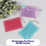 GANTUNGAN Colorful PVC Card Wallet Glitter Mica Transparent Card Holder Hanger PVC Card Holder