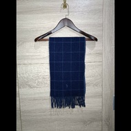 Polo Ralph Lauren RL 深藍 水藍 大格子 羊毛 圍巾