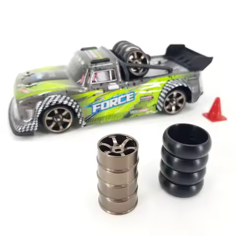 4PCS 1/28 Upgrade Metal Wheel ARC Slick Tires for 1/28 Wltoys 284131 K969 K989 RC Car Drift KYOSHO M