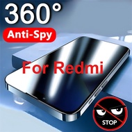 360 Degree Anti-Spy Tempered Glass for Redmi Note 11T Pro+ 11T 7 8 9 Pro 6 9s 7s Privacy Screen Prot