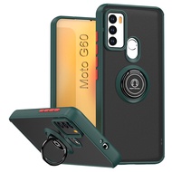 Shockproof Casing For Motorola Moto G60 G60s Translucent Frosted Cover with Rotatable Ring Stand TPU