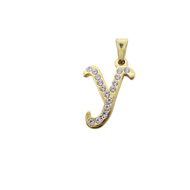 Lovelybutik - Liontin Titanium Anti Karat Liontin Huruf Y Klasik Emas - Leontin Huruf Y