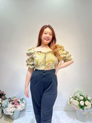 [ส่งไว] V-JL49 PLUS SIZE JUMPSUIT จั้มสูทสาวอวบ ผ้าทอสไตล์ฝรั่งเศษ (L/XL40-44”) ชุดสาวอวบ ชุดออกงานห