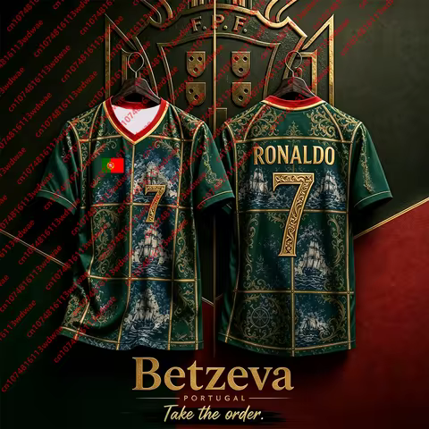 2026 Ronaldo 7 Portugal Soccer Jersey Vintage V Neck Short Sleeve Men National Football Commemorativ
