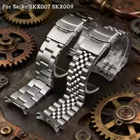 20mm 22mm for Seiko SKX005 SKX007 SKX009 Solid Stainless Steel Watch Band Men Women Metal Curved End