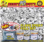 white grey ( full set 1L PRIMER  1KG FLAKES  1L CLEAR  free tools ) epoxy toilet paint resin floor c