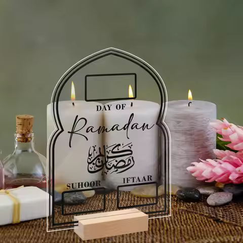 1Pcs Reusable Acrylic Ramadan Calendar Board with Pen Eid Mubarak Desktop Decoration 2025 Islam Musl