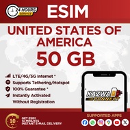eSIM UNITED STATES OF AMERICA (USA) 50 GB Data | 3-30 Days | eSIM Roaming | eSIM eSIM United States