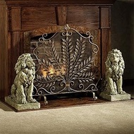 Beautiful Leaf Fireplace Screens 85×85Cm, Free Standing Single Spark Guard Hearth Safety Mesh Cover, Wrought Iron Frame And Anti-Rust Paint Finish needed