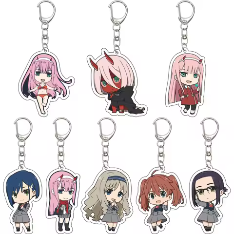 55MM Keychain Anime DARLING in the FRANXX Zero Two 02 Hiro Ichigo Ikuno MIKU KOKORO Acrylic Key Chai