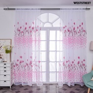 Weststreet 1 Sheet Window Gauze Rod Pocket Design Pastoral Translucent Beautiful Printing Sheer Curtain Home Decoration