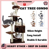 Cat Tree Height Premium Large 155cm Cat Scratcher Climbing Condo House Toy Tower High Quality Kucing Scratcher Pokok