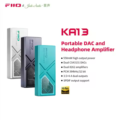 FiiO KA13 Dual CS43131 Portable DAC Amplifier for IOS/Android 3.5mm and 4.4mm Balanced Output, 550mW