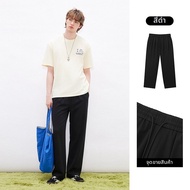 gxg.jeans | กางเกงวอร์มขาตรงทรงหลวม สีดำ สำหรับผู้ชาย