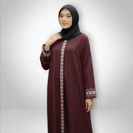 Abaya Turki Jumbo Warna Burgundy Full Bordir Ld 100 110 120 130 140cm Dewasa Remaja Muslim Lebaran U