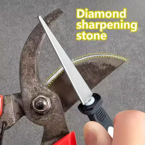 Diamond Semi-Circle File Sharpener for Ceramic Scissors Garden Tool Handheld Flat Curved Black White