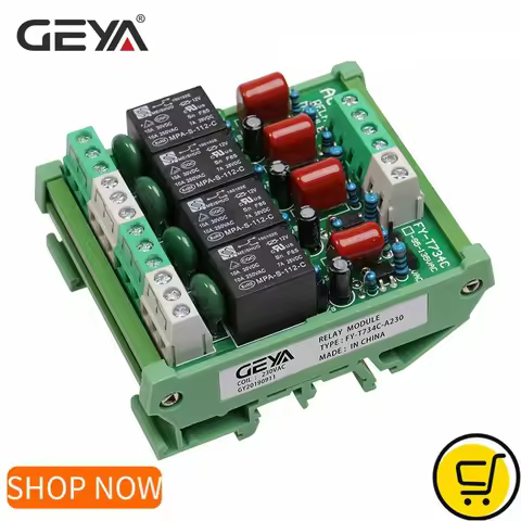 GEYA Din Rail 4 Channel Relay Module 1 SPDT DIN Rail Mount 12Volt DC 24Volt DC Interface Relay Modul