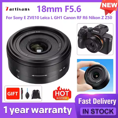 7artisans 18mm F5.6 Full-frame cookie fixed-focus aperture wide-angle lens For Sony E ZVE10 for Leic