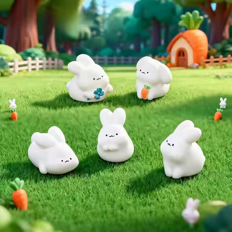 5-20pcs Mini Cute Resin Bunny Miniatures Little Rabbits Figurines for Potted Plant Micro Landscape E