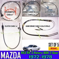FOR MAZDA 808 RX3 RX-3 SEEDOMETER BONNET CLUTCH ACCELERATOR HANDBRAKE CABLE SET