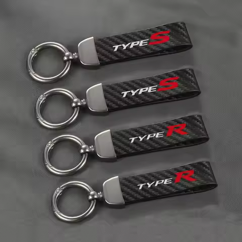For Honda Civic Type R FK8 Type S Accessories Carbon Fiber Pattern Auto Key Holder Car Keychain Crea