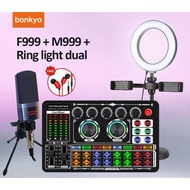 HP Souncard F999 with Microphone M996 & table mic stand with ringlight 2 stands free eaprhonehp