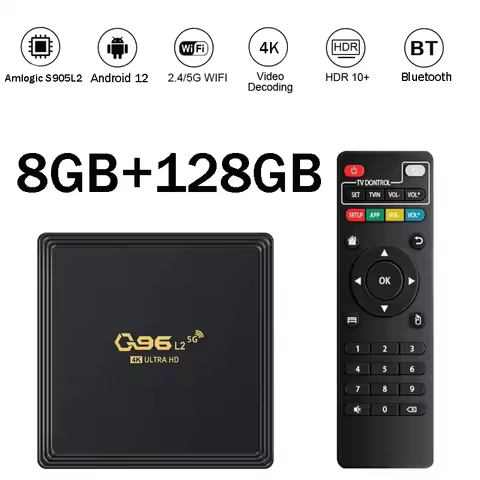 Q96 L2 8GB 128GB IPTV Amlogic S905 Quad Core 4G 5G WiFi BT Network Player Smart Android 12 HD 4K Med