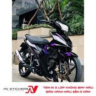 Tem Rời Exciter 135 Mẫu Lửa Tím Đen - AN STICKERS