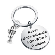 POTY Trumpet Keychain Trumpet Gifts Never Underestimate A Girl With A Trumpet Keyring Trumpet Mom Tr