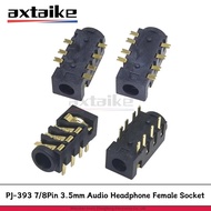 10PCS PJ-393 7Pin 8Pin 3.5mm Audio Headphone Female Socket Jack Gold-Plated 7 / 8 Foot 4 Section DIP