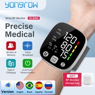 Yongrow New LED Wrist Blood Pressure Monitor Rechargeable English/Russian Voice Broadcast Sphygmomanometer Tonometer  BP Monitor