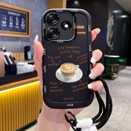 Case For Tecno Spark 10 10C Coffee Silicone Phone Shockproof Strap